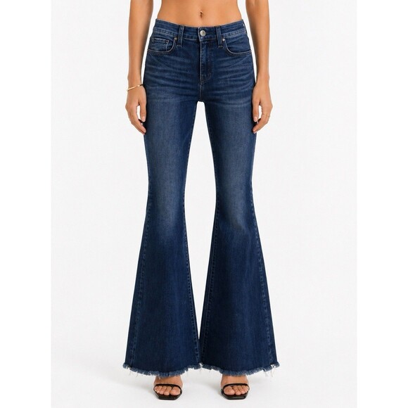 McGuire Denim Denim - McGuire Majorelle Flare Jeans 25 Dark Wash Stretch Boho 70s High Rise Denim